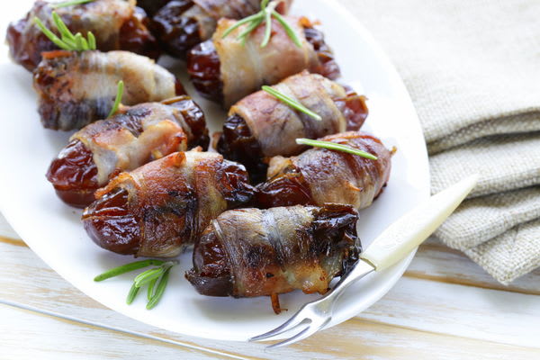 Appetizer Recipe: Bacon-Wrapped & Blue Cheese-Stuffed Dates Appetizer Recipe: Bacon-Wrapped & Blue Cheese-Stuffed Dates