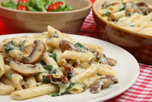 Pasta Recipe: Creamy Penne Florentine With Mushrooms and Spinach Pasta Recipe: Creamy Penne Florentine With Mushrooms and Spinach
