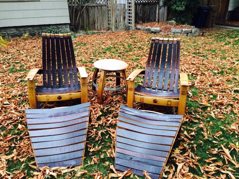 From Cody Severson: Wine barrel Adirondack set I built
