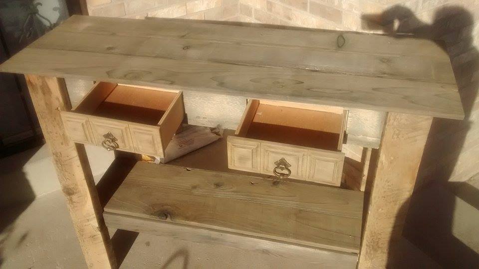 From Jerel Dalrymple: My first ever attempt at reclaimed lumber entry table