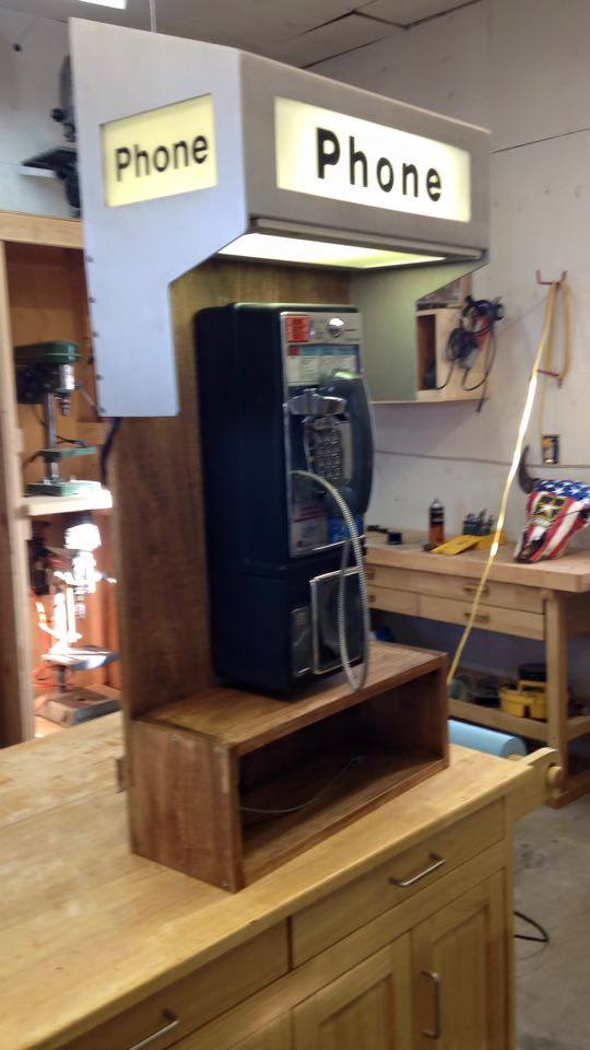 From Leon Drew: Restored a old pay phone and built a little stand and enclosure . I've been in Telecommunications for 35 years collect old phone stuff.