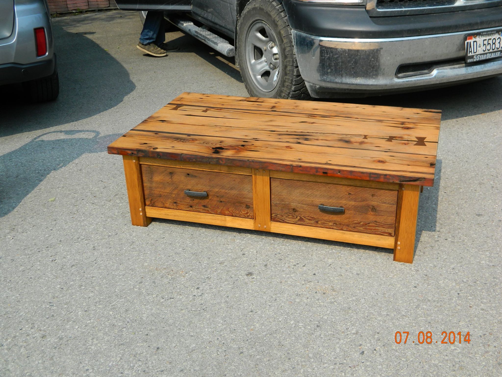 From Rob Monk: Coffee Table crafted from salvaged barn wood using traditional joinery and finished in danish oil. This piece was originally a gift for my mother in-law but sold at trade show.