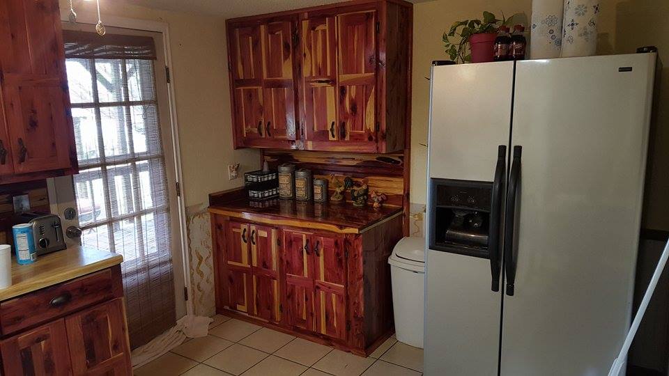 From Troy Wallace: Here is a pic of my kitchen cabinets I built!