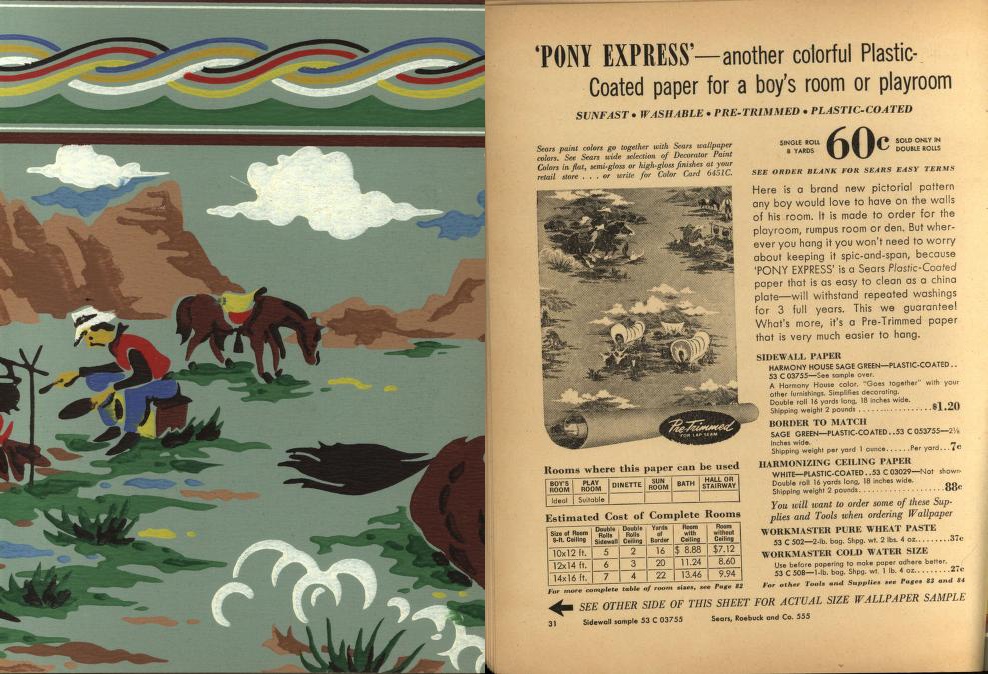 Cowboy Block Print Wallpaper