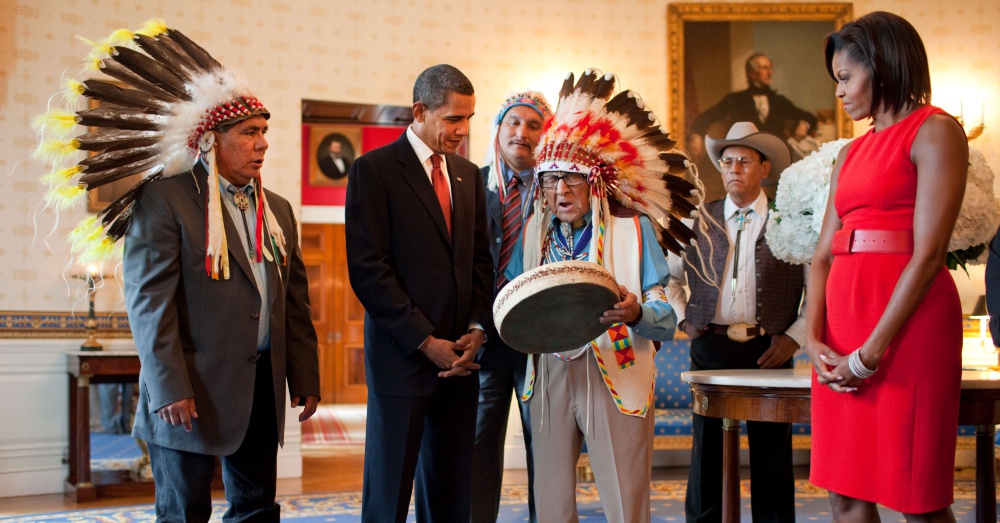 Joseph Medicine Crow receiving the Presidential Medal of Freedom in 2009 / Via The White House