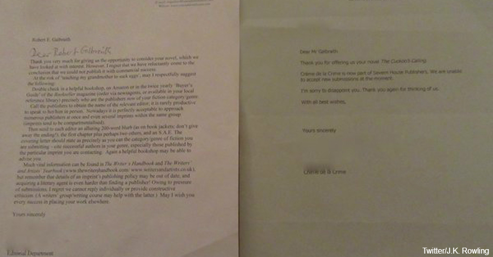 Rejection letters sent to