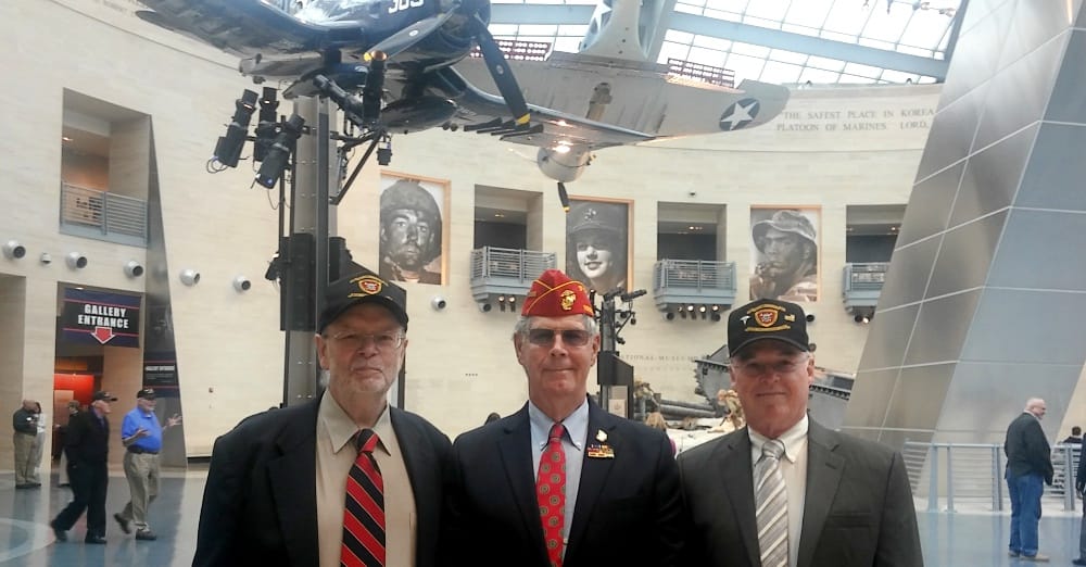 From left to right: "Doc" Winters, Sgt. Leland Upshaw, and "Doc" DAN Doyle at the ceremony