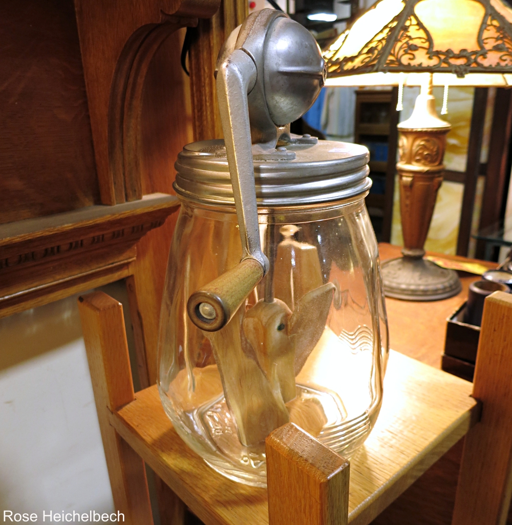 Butter Churn with Glass Jar Bottom