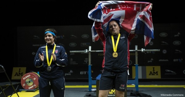 Army Cpl. Carolyne Dufley won the gold medal and U.S. Air Force Staff Sgt Melissa Coduti won the silver medal in powerlifting during the inaugural Invictus Games in London in 2014.