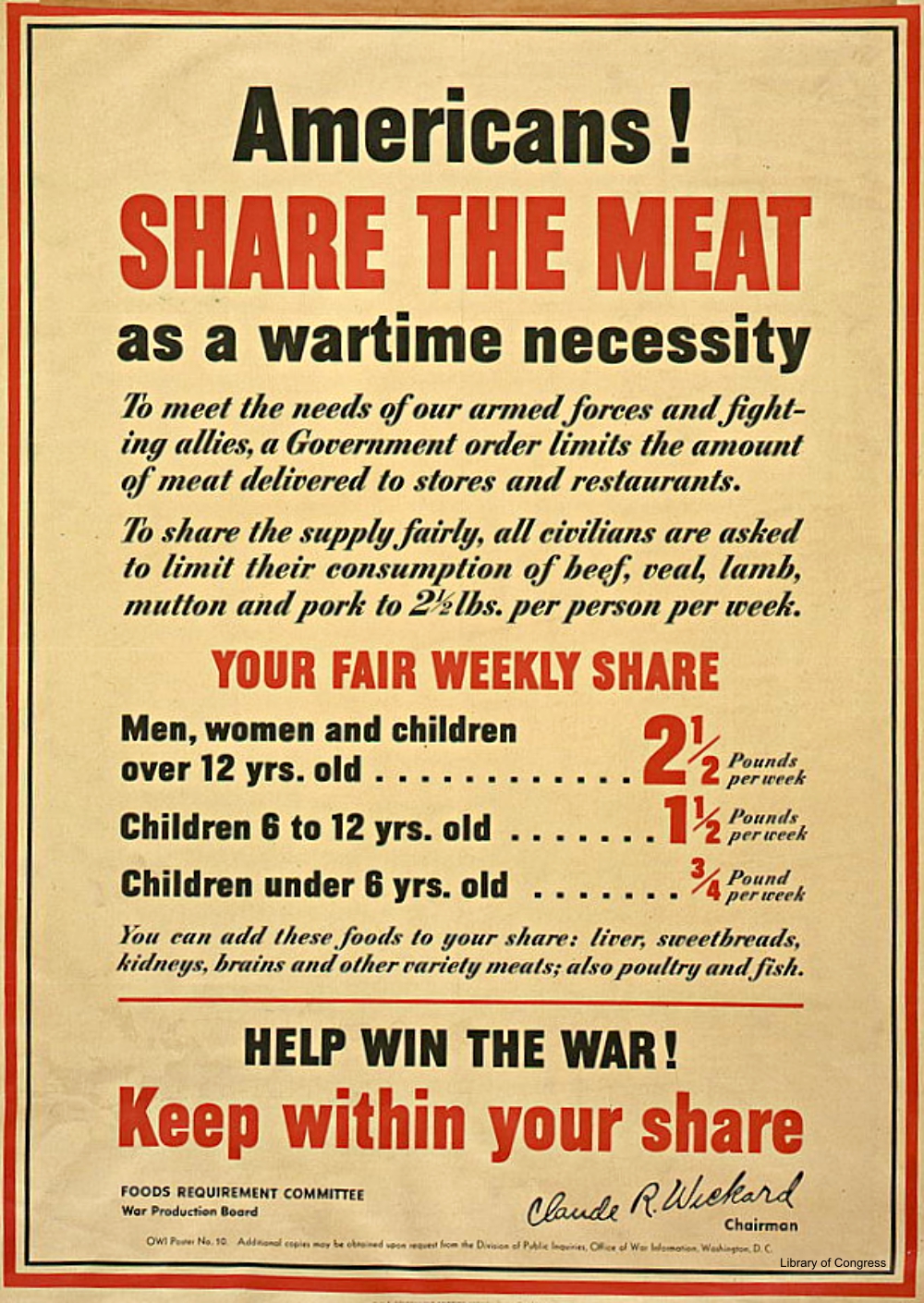 Share the Meat WWII Poster