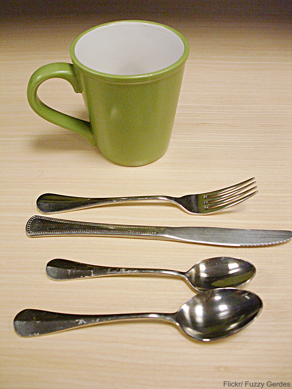 Stainless Steel Utensils with Green Mug