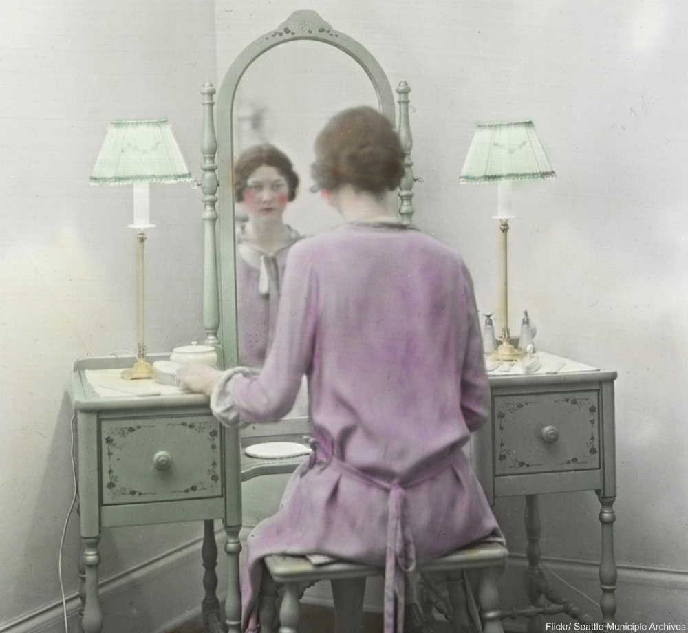 Mirror at Vanity with Woman Sitting