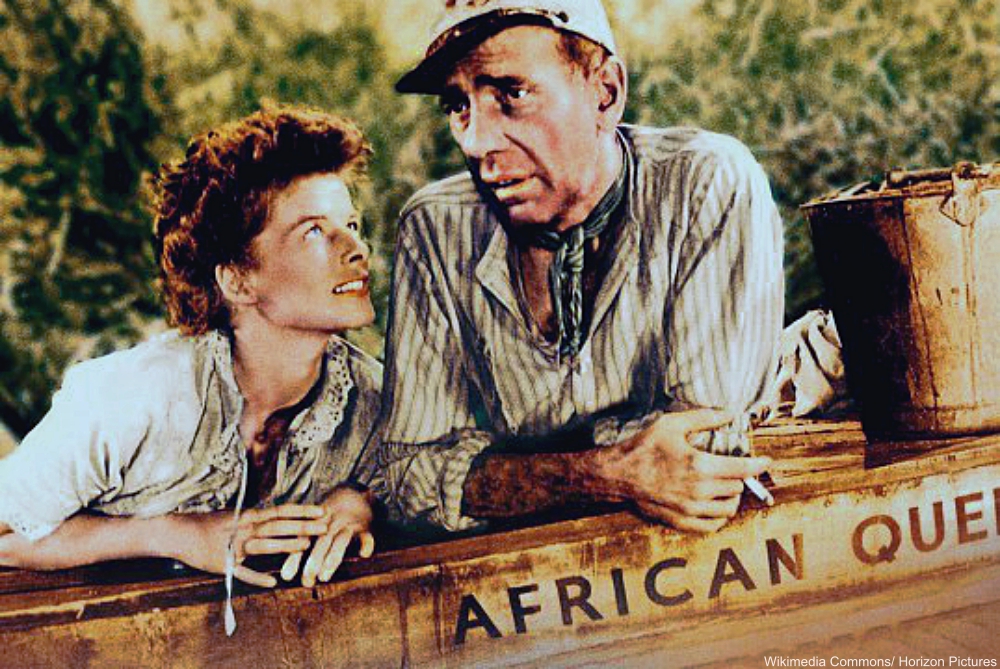 Katherine Hepburn and Humphrey Bogart in The African Queen
