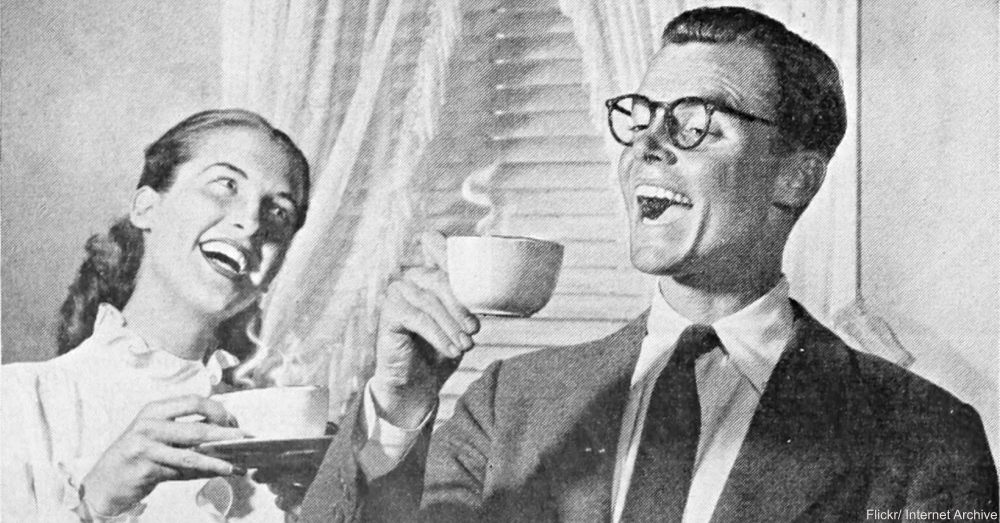 1950s Couple Really Happy to be Drinking Coffee