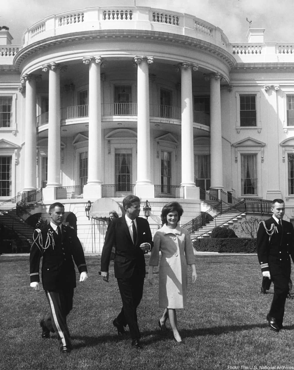 JFK on White House lawn with Jackie