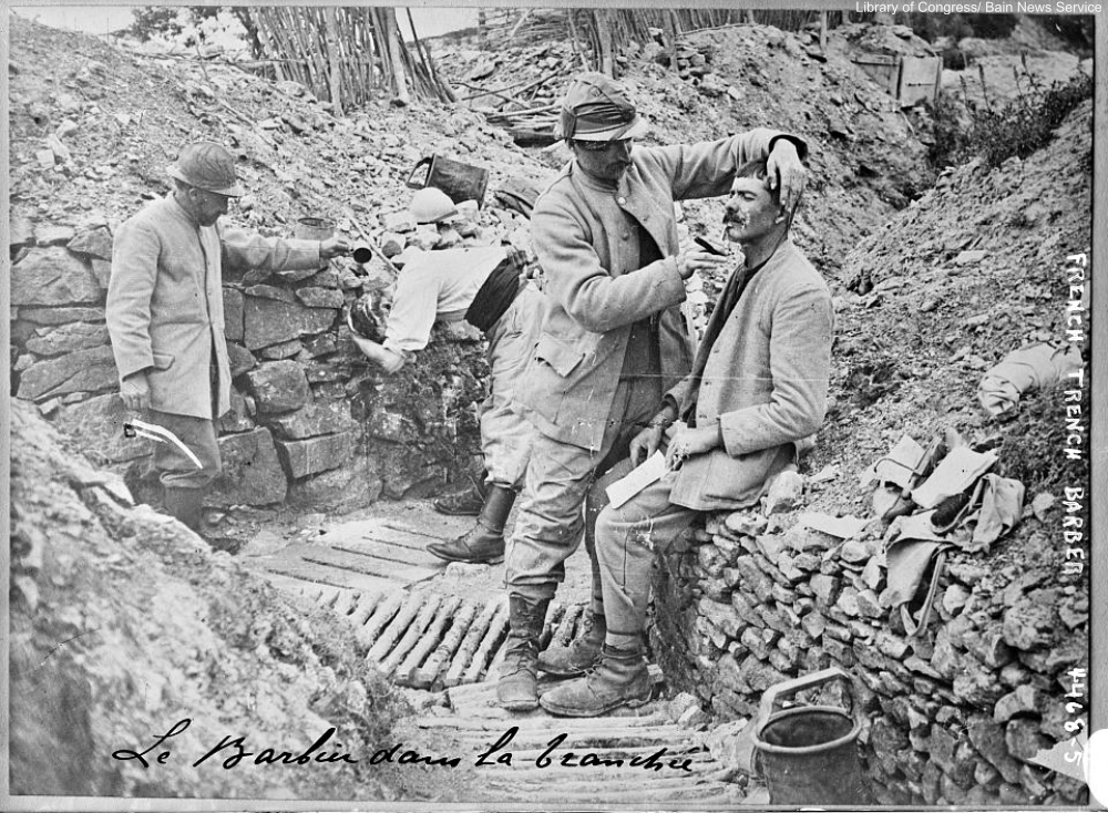 French barber in the trenches WWI