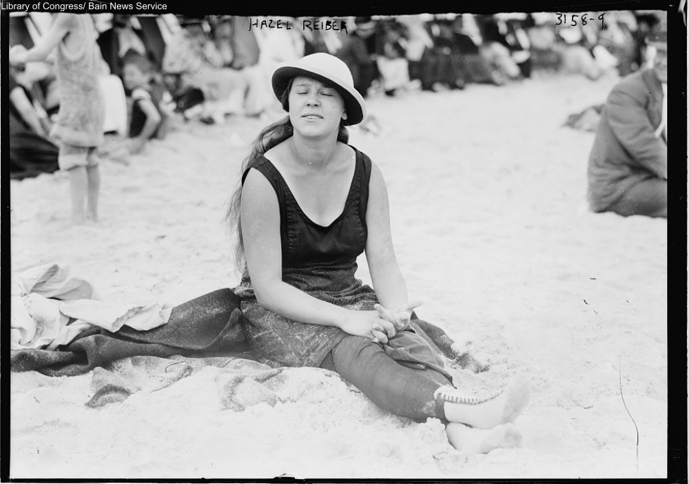 1910s swimsuit worn with stockings