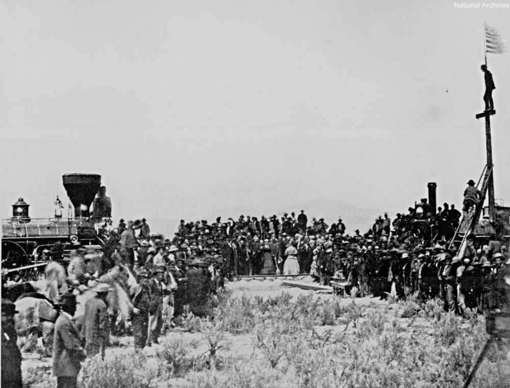 1865 joining tracks for transcontinental railroad