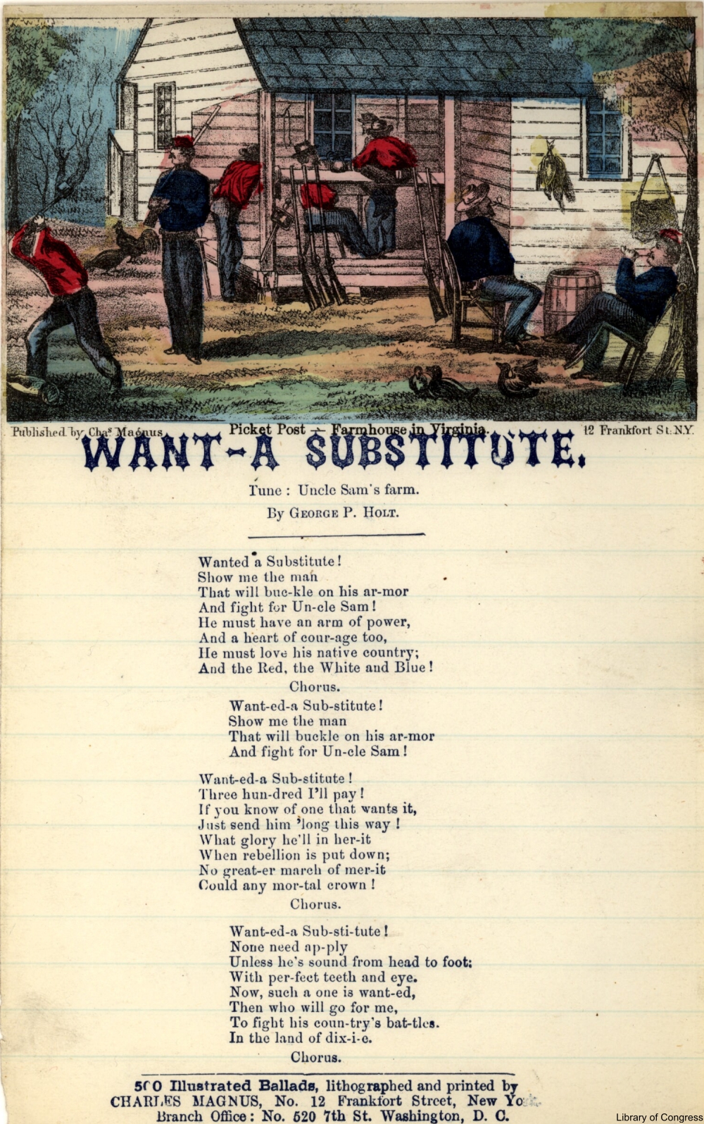 Want a substitute song sheet Civil War Era