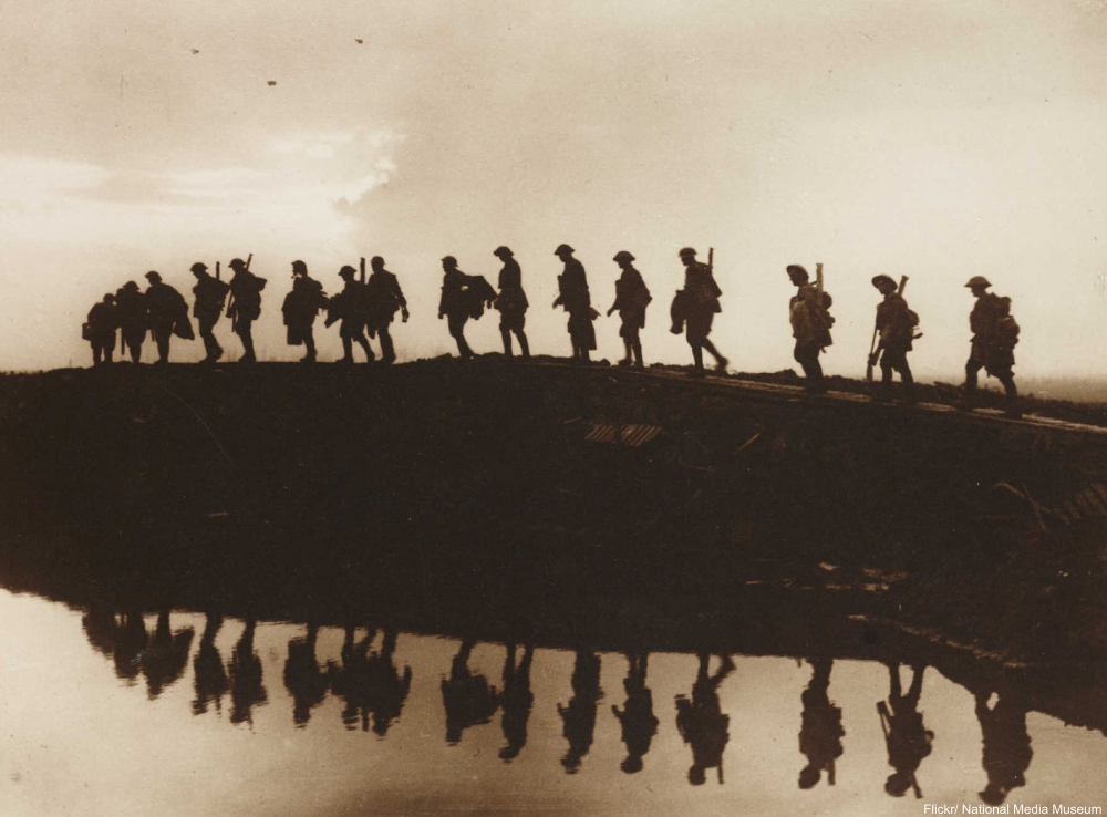 World War I soldiers marching