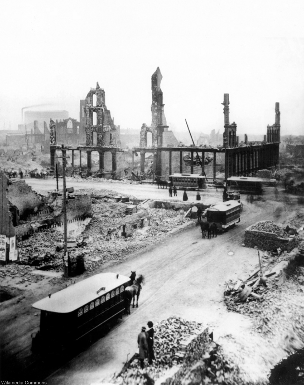 Remains of buildings after the Great Chicago Fire of 1871