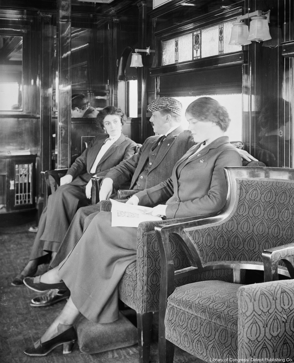 Deluxe overland limited train lounge and observation car.