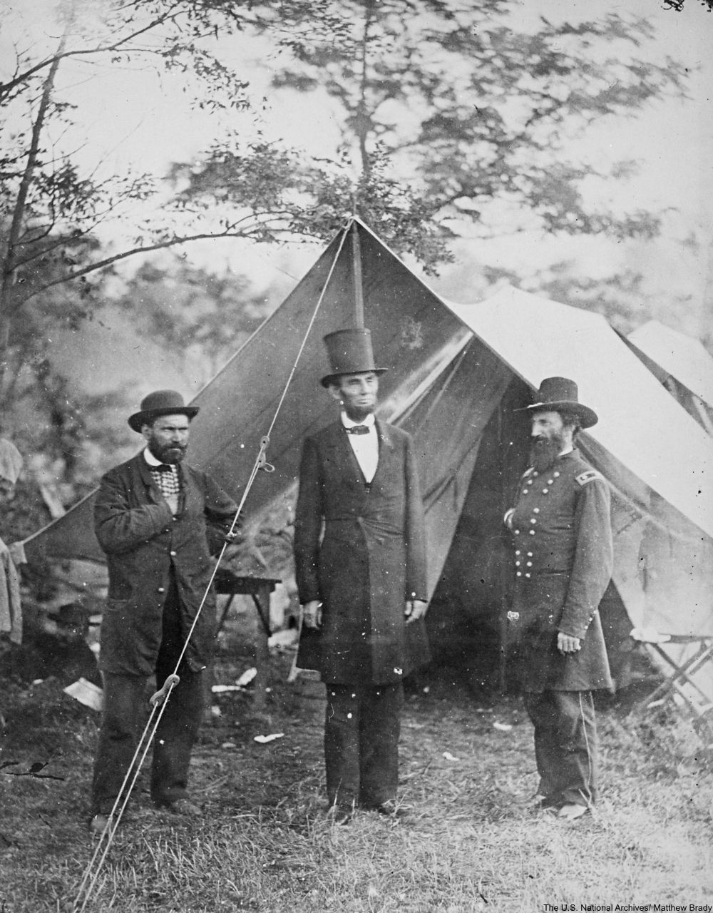 President Lincoln, Allan Pinkerton, and Maj. Gen. John A. McCleland.