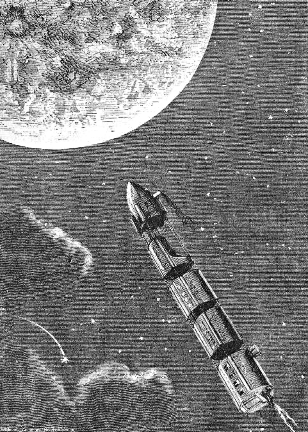 Illustration from Jules Verne's From the Earth to the Moon. width=