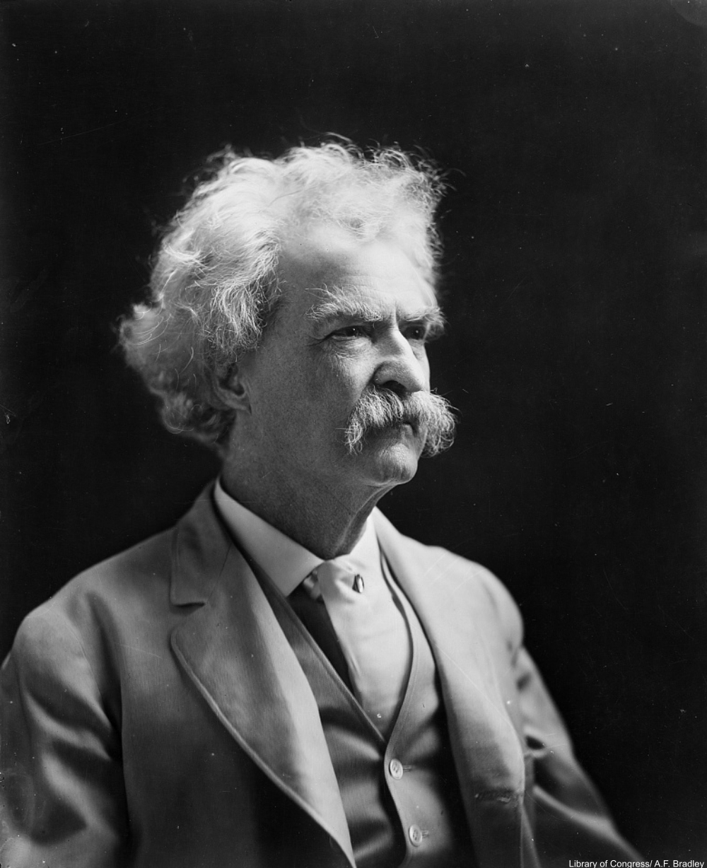 Mark Twain aka Samuel Clemens, photographed around the turn of the century.