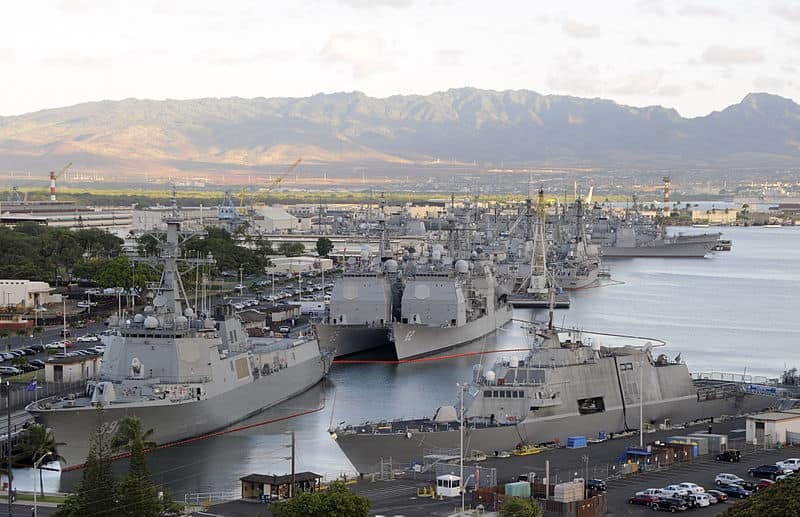 Ships from 14 nations gather at Joint Base Pearl Harbor-Hickam in Honolulu, HI.