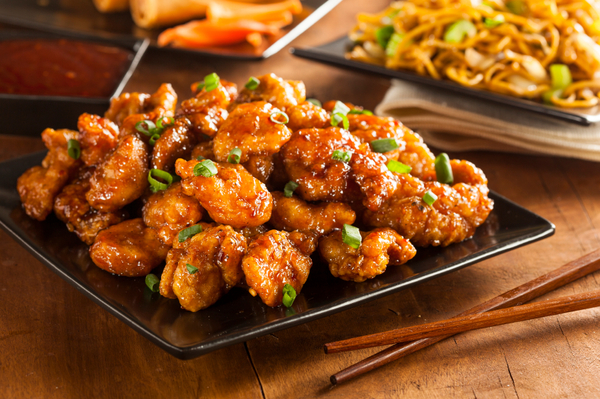 Asian Oranage Chicken with Green Onions for Dinner
