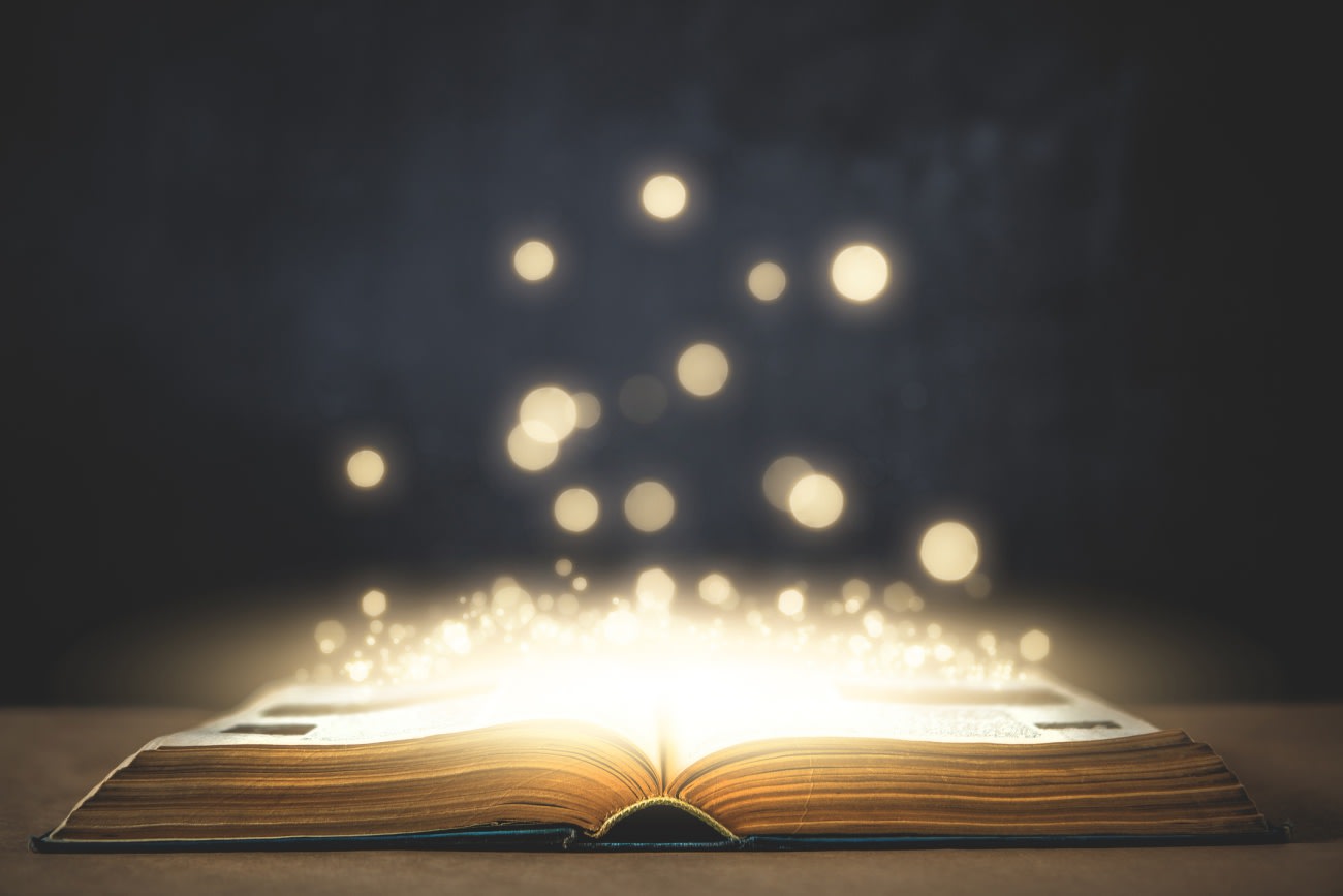 Old magic book and glowing.