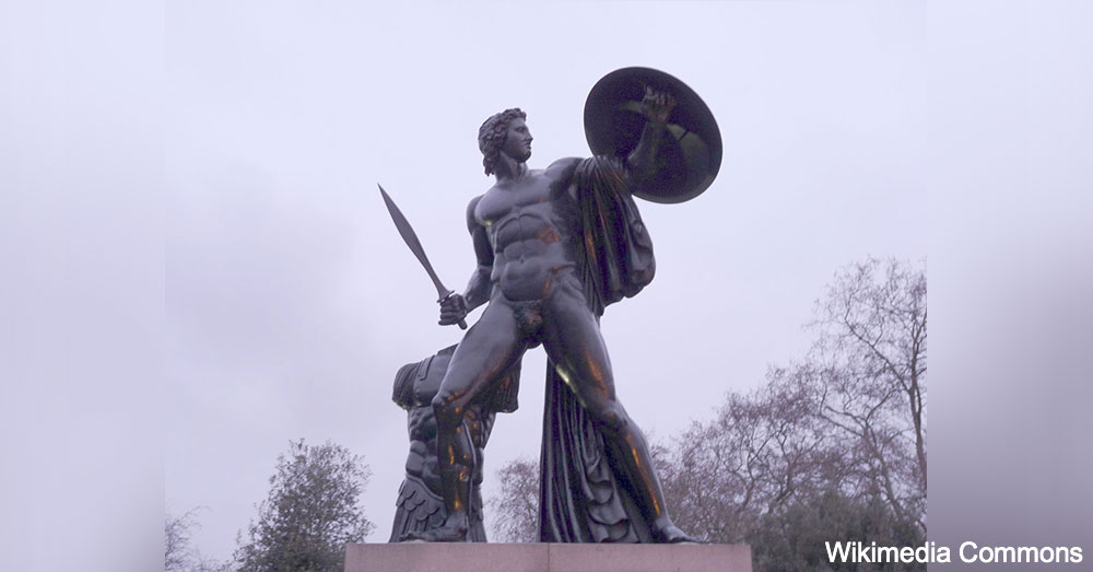 A statue of Achilles in Hyde Park, in London.