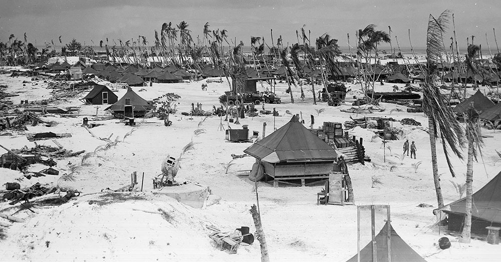 Source: Wikimedia Commons U.S. Base tents on Betio Tarawa