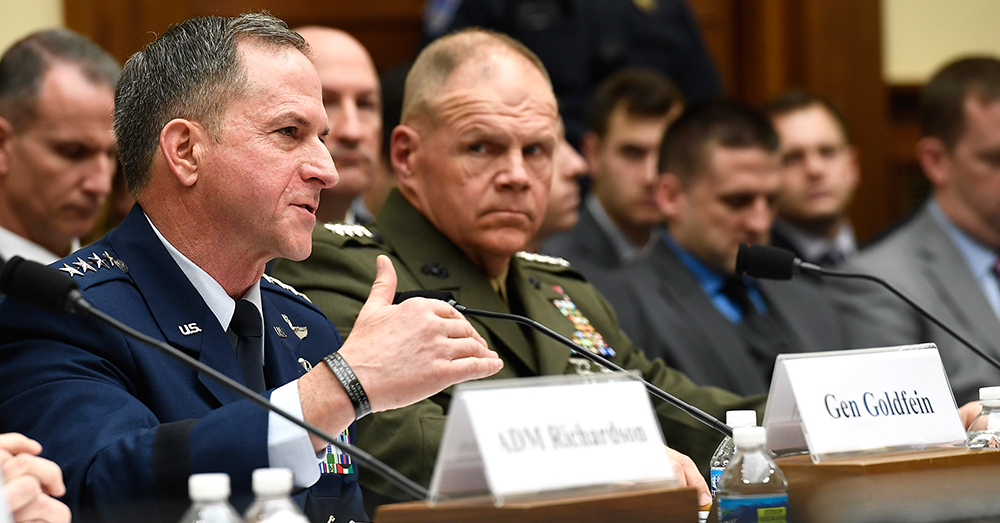 Photo: US Air Force -- Chief of Staff Gen. David Goldfein testifies before the House Armed Services Committee.