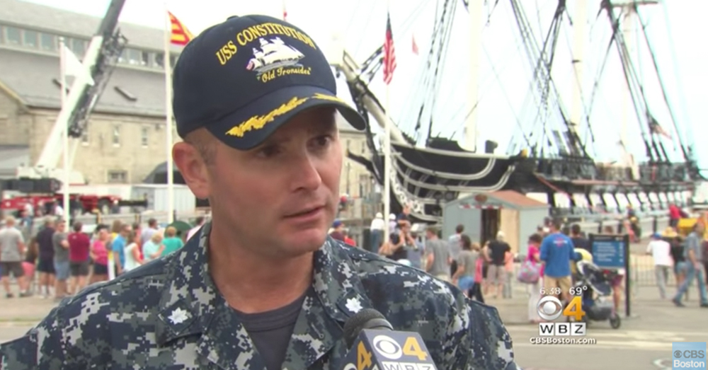 Photo: YouTube/CBS Boston -- 74th Commander Robert Gerosa called the ship