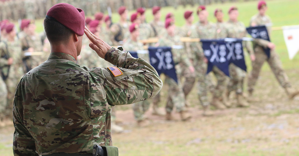 Photo: Flickr/82nd Airborne Division -- Maj. Gen. Erik Kurilla, commander of the 82nd Airborne Division, salutes his Paratroopers.