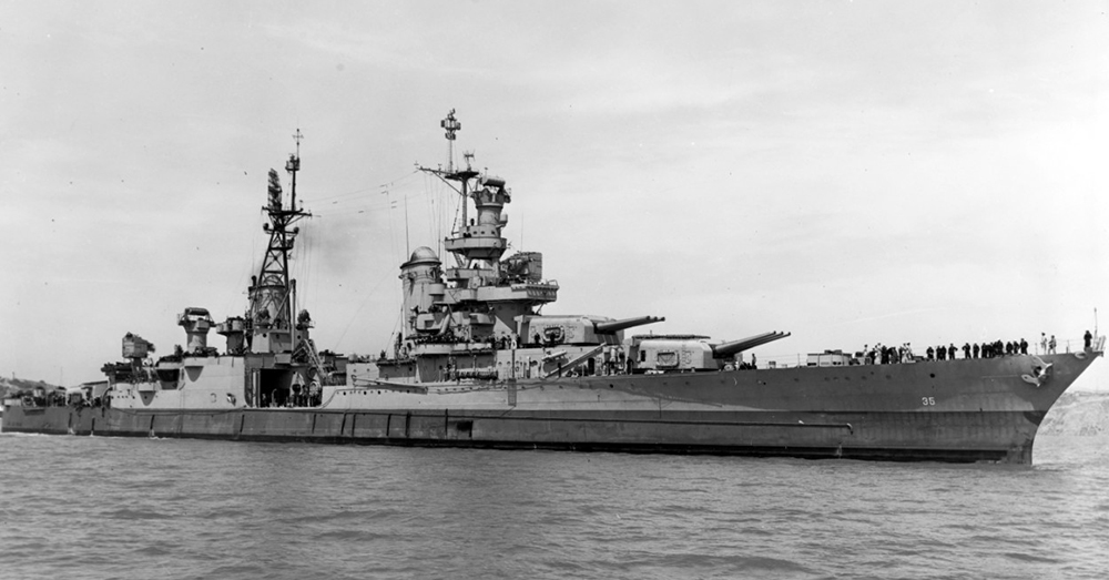 Photo: Naval History and Heritage Command -- The USS Indianapolis, photographed on July 10, 1945, just 20 days before sinking.