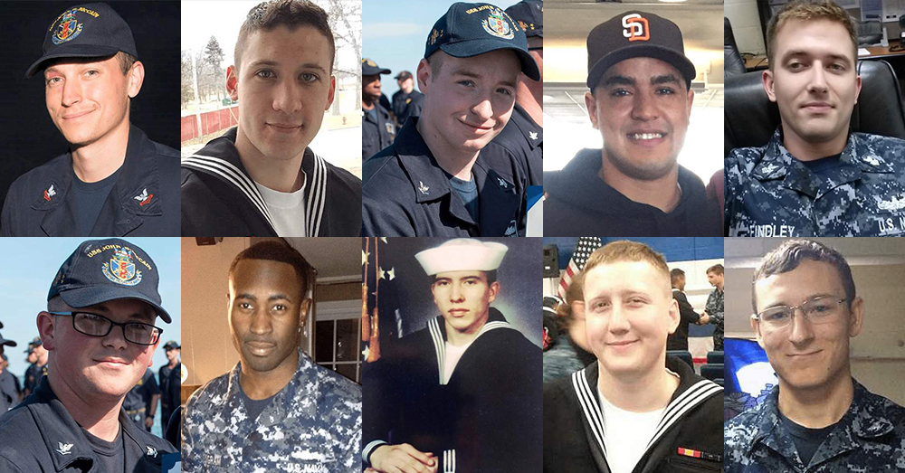 Photos: U.S. Navy -- The 10 missing sailors from the USS John S. McCain.