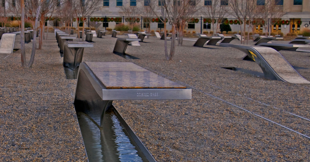 Photo: Flickr/Ron Cogswell -- The Pentagon 9/11 Memorial is built on the site of the plane crash and features benches to each of the victims there.