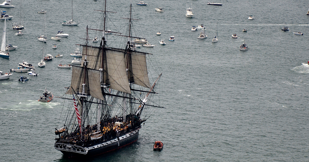 Photo: U.S. Navy/Mass Communication Specialist 2nd Class Kathryn E. Macdonald -- The USS Constitution sets sail for first time in years in Boston's waters.