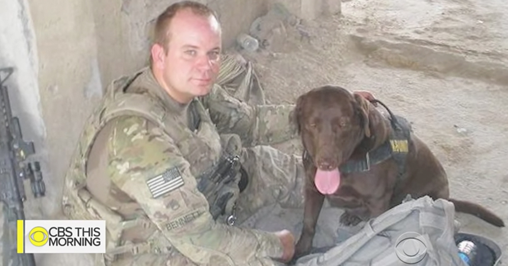 Photo: CBS News screenshot -- Army Sgt. 1st Class James Bennett and Coffee serving together in Afghanistan.