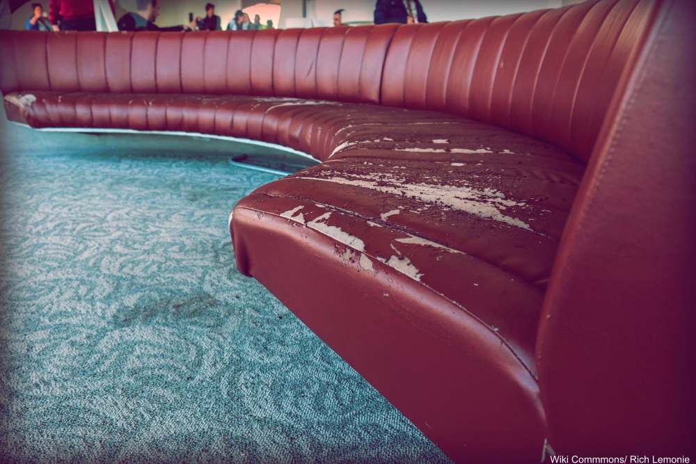 Wear and tear on the bench seating at the TWA Flight Center