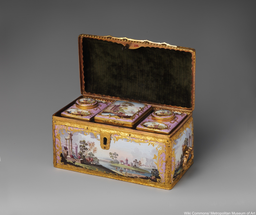 18th century enamel tea caddy