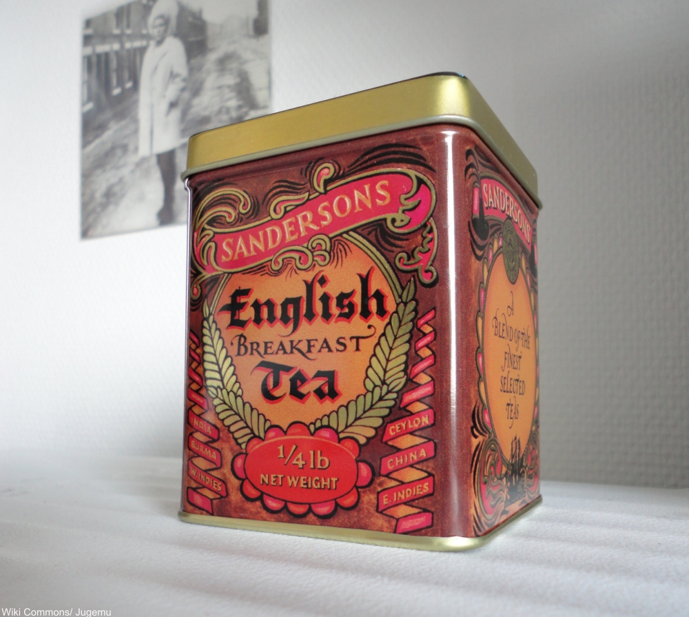 20th century enamel tea tin