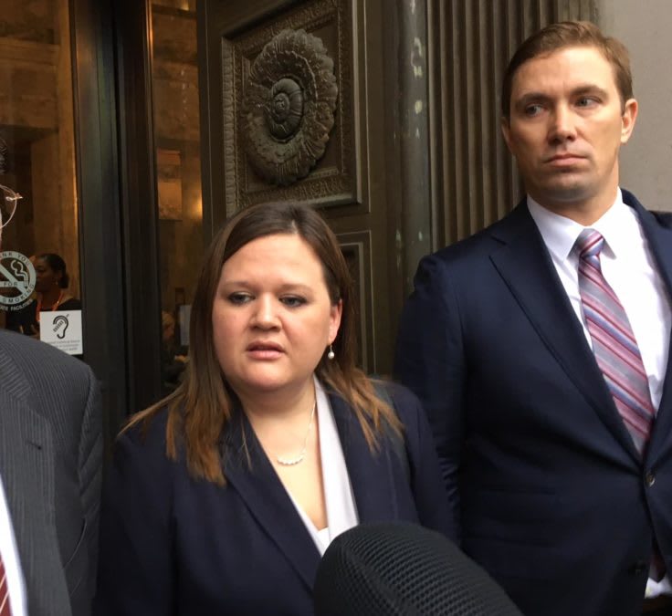 Shon Hopwood (right) and Tarra Simmons outside the Washington State Supreme Court, Thursday, November 16, 2017.