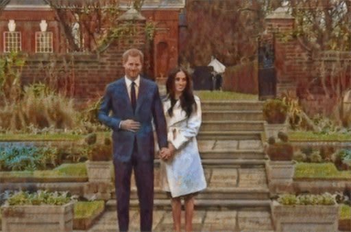 Prince Harry and Meghan Markle at Kensington Gardens, Nov. 27, 2017. | Photo art by GLP.