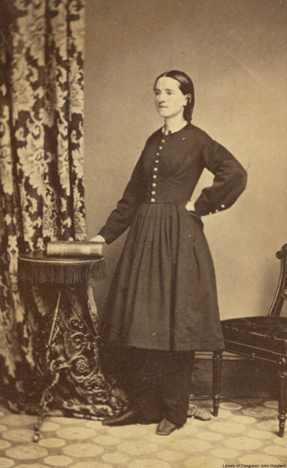 The Bloomer style dress that Walker adopted until the 1870s