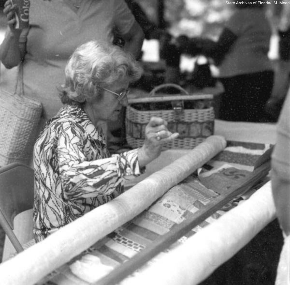 quilting demonstration, 1982