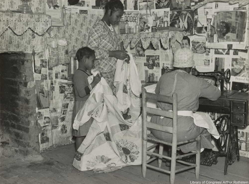 sewing a quilt together